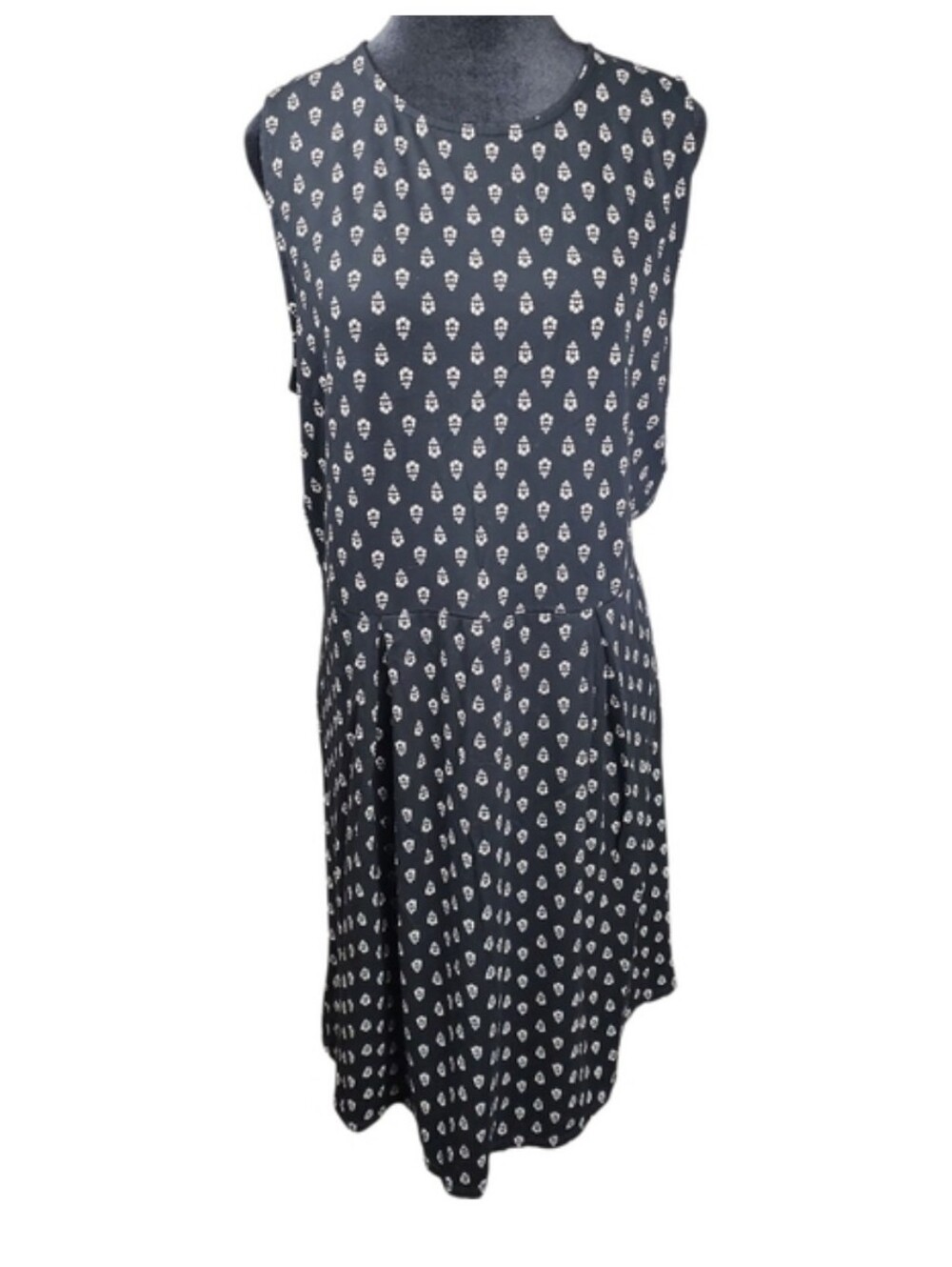 J.JILL | Wearever Black White Geometric Stretch Sleeveless Midi Dress | L - Picture 9 of 9